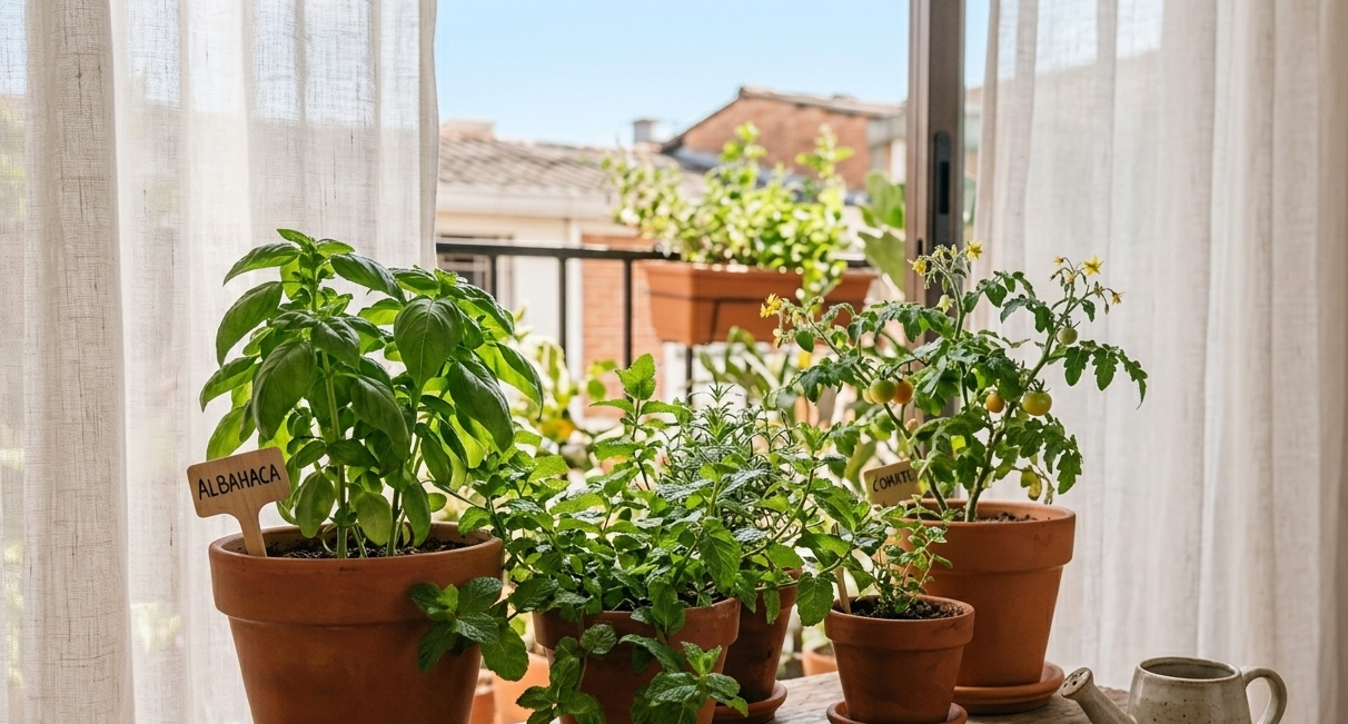 Un huerto pequeño en casa diseñado por Homezenia.