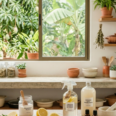 Ingredientes naturales para una limpieza ecológica y libre de tóxicos.